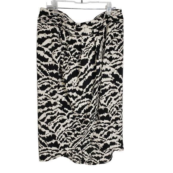 Forever 21 XXI Skirt Size Large Juniors Wrap Pleated Front Black Ivory Polyester - Picture 1 of 10